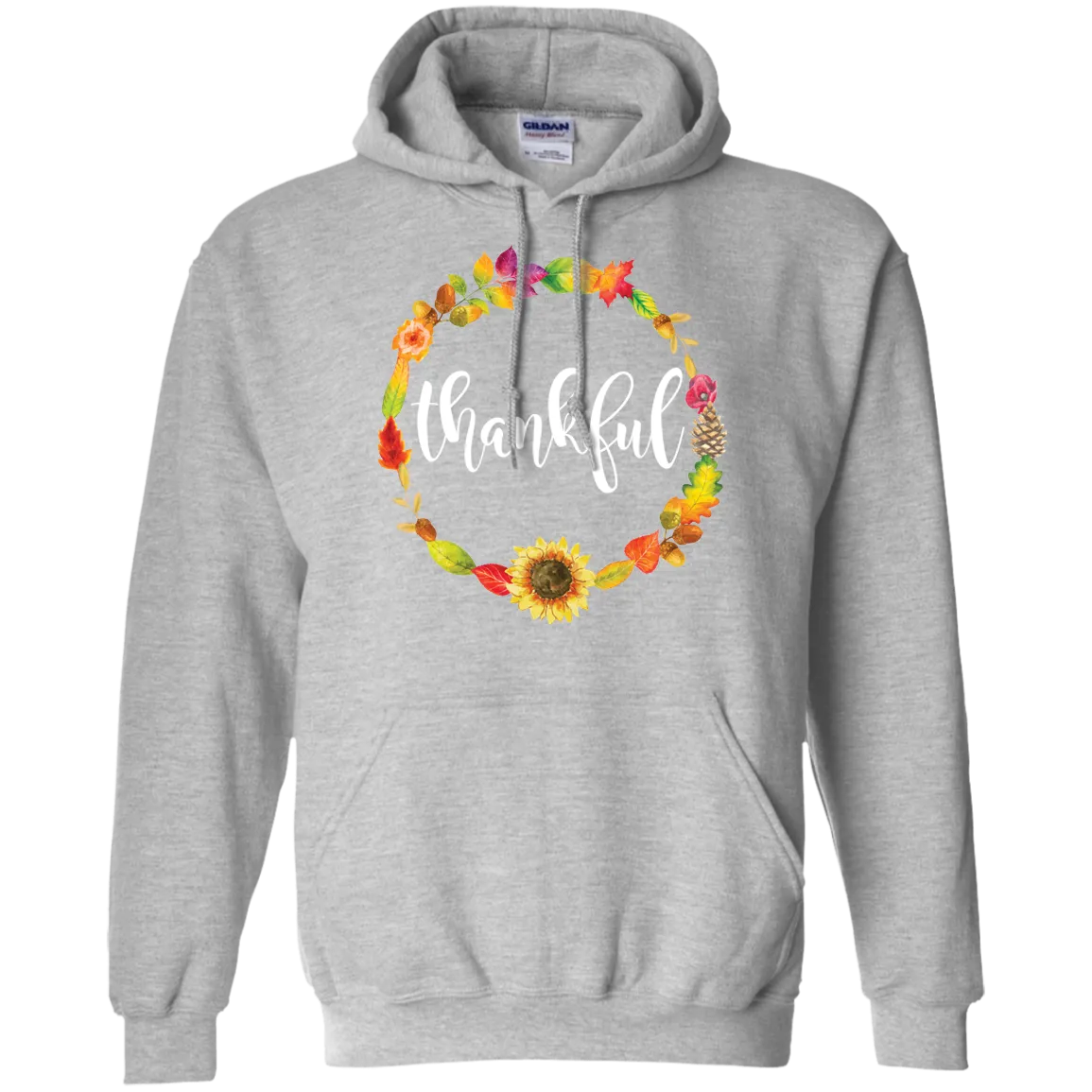 Thankful Floral Wreath Hoodie - Embrace Gratitude in Cozy Style
