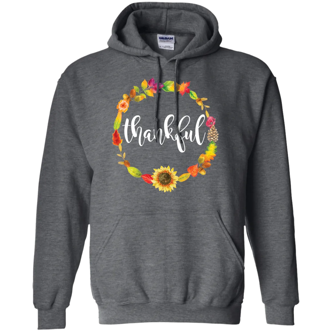 Thankful Floral Wreath Hoodie - Embrace Gratitude in Cozy Style