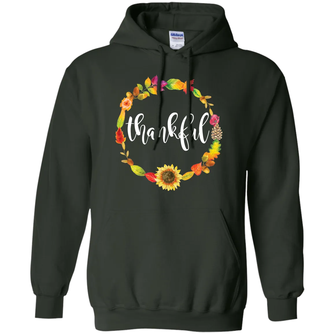 Thankful Floral Wreath Hoodie - Embrace Gratitude in Cozy Style