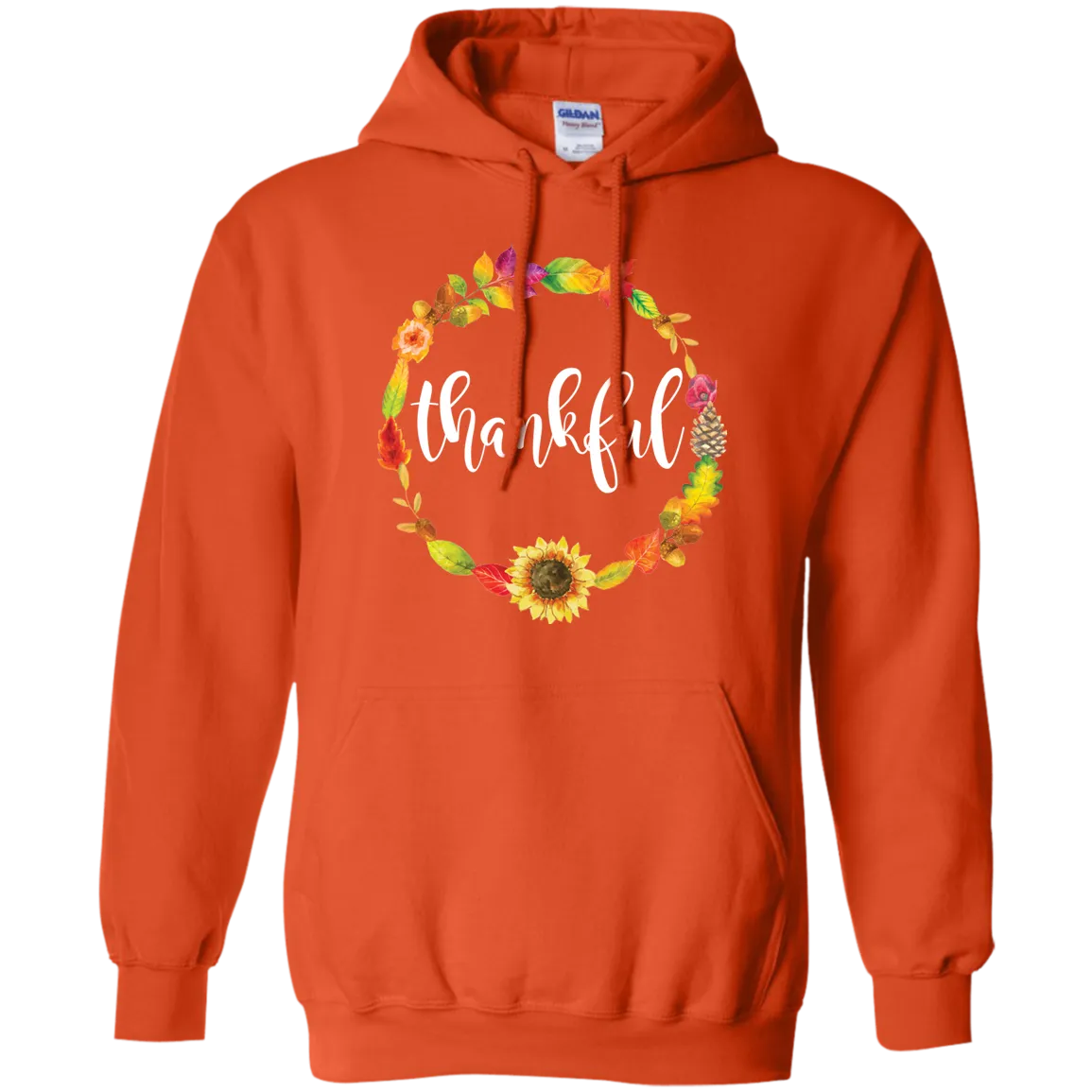 Thankful Floral Wreath Hoodie - Embrace Gratitude in Cozy Style