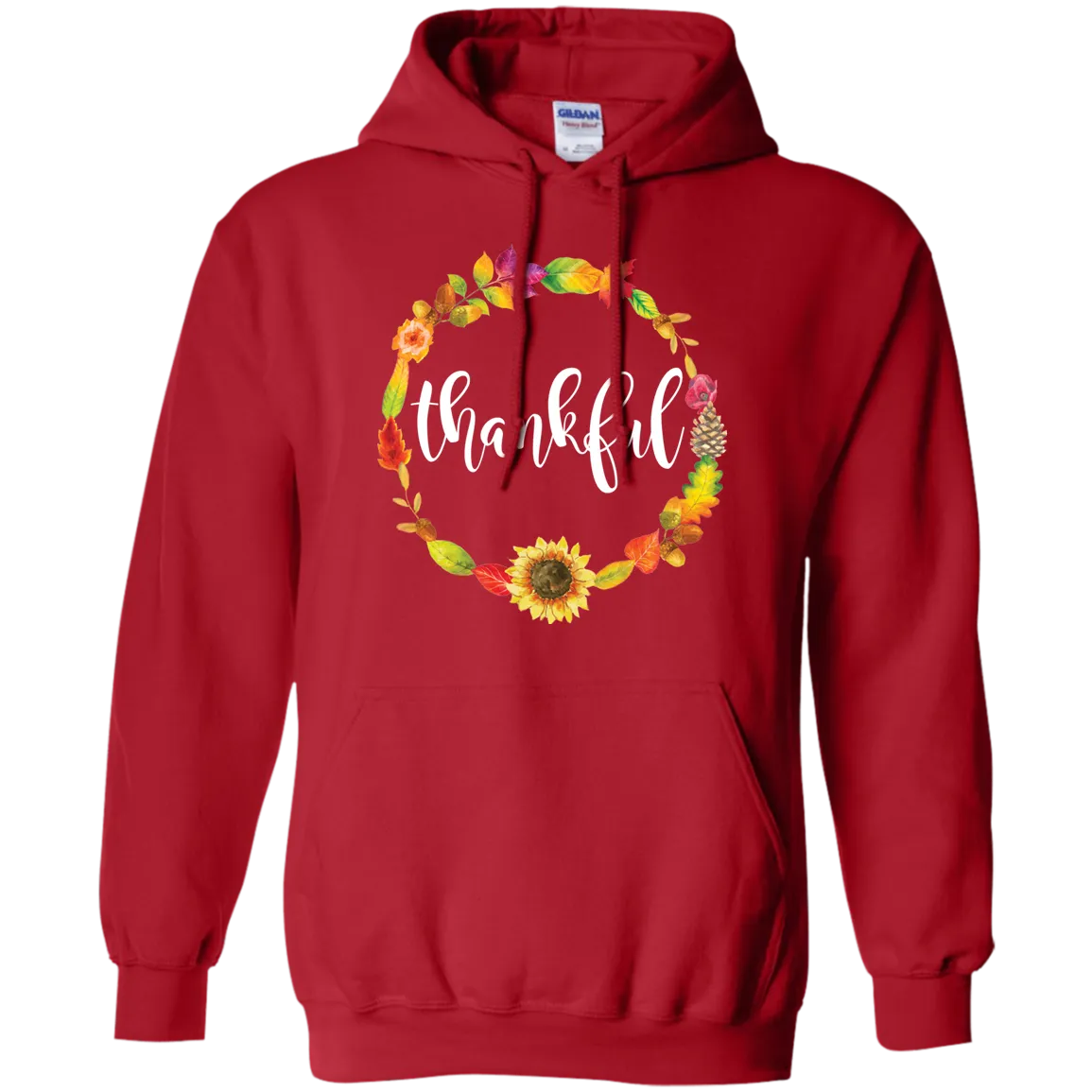 Thankful Floral Wreath Hoodie - Embrace Gratitude in Cozy Style