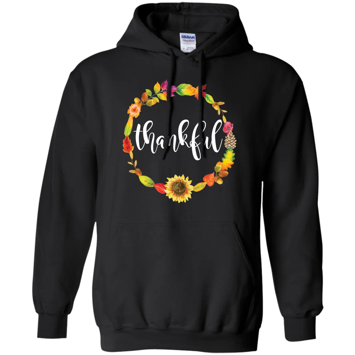 Thankful Floral Wreath Hoodie - Embrace Gratitude in Cozy Style