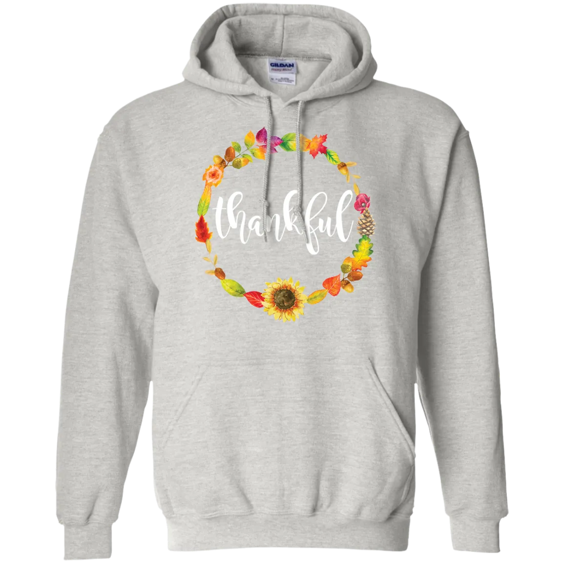 Thankful Floral Wreath Hoodie - Embrace Gratitude in Cozy Style