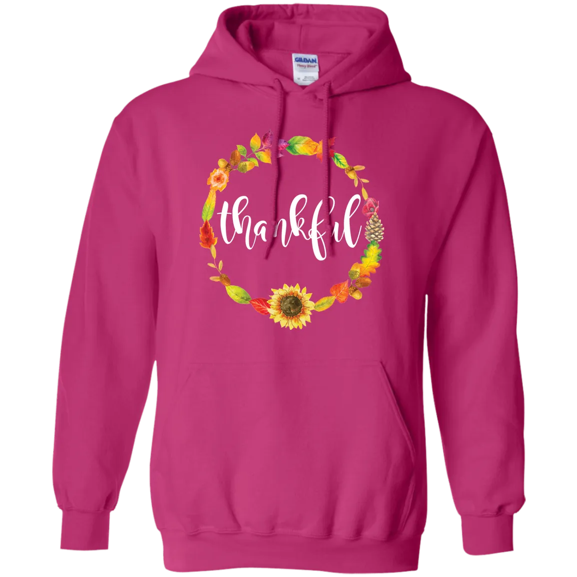 Thankful Floral Wreath Hoodie - Embrace Gratitude in Cozy Style