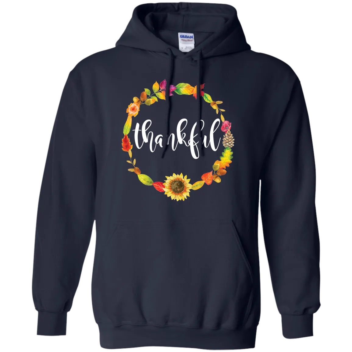 Thankful Floral Wreath Hoodie - Embrace Gratitude in Cozy Style