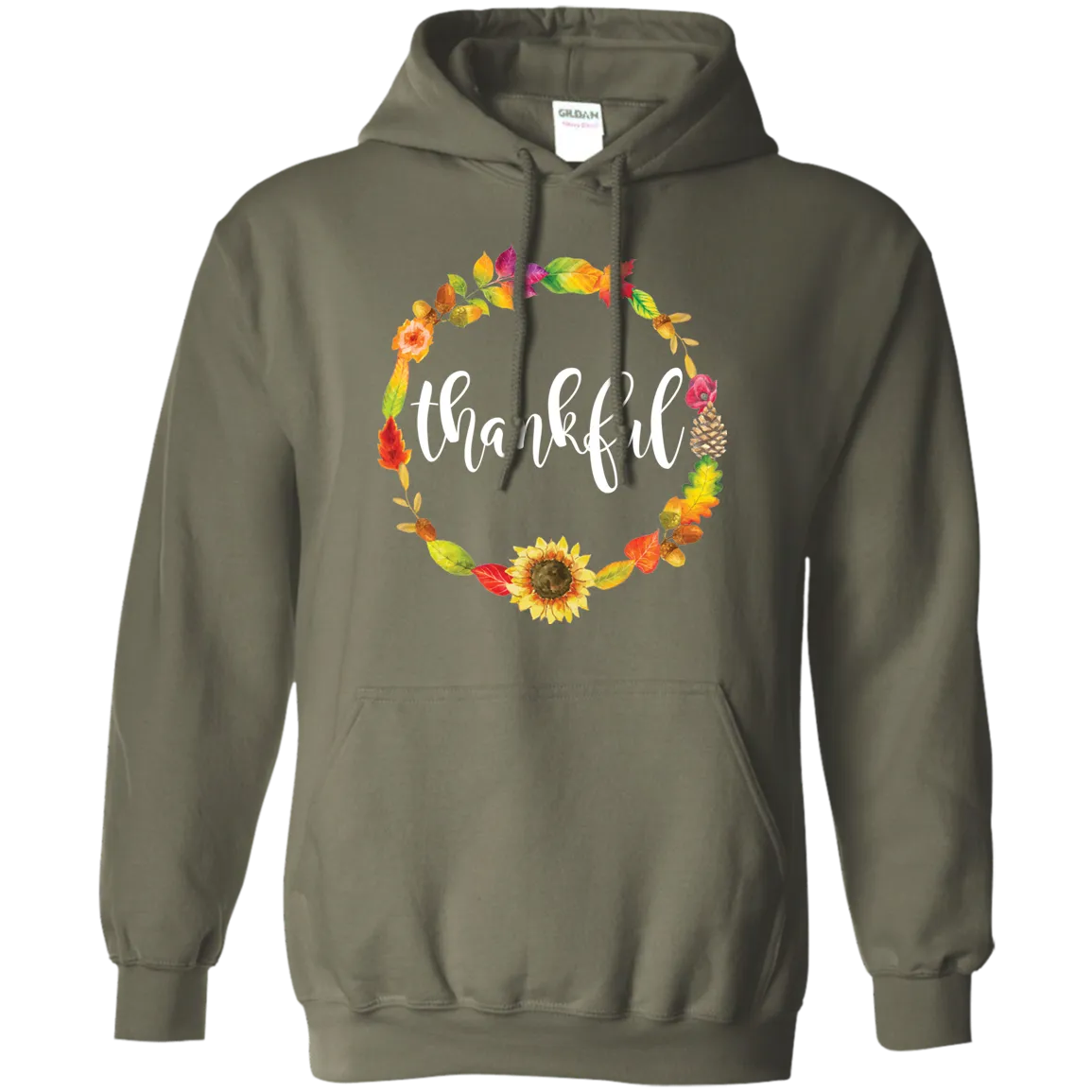 Thankful Floral Wreath Hoodie - Embrace Gratitude in Cozy Style