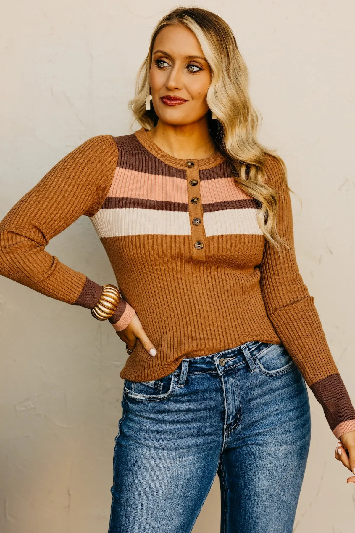 The Zaid Color Block Henley Sweater
