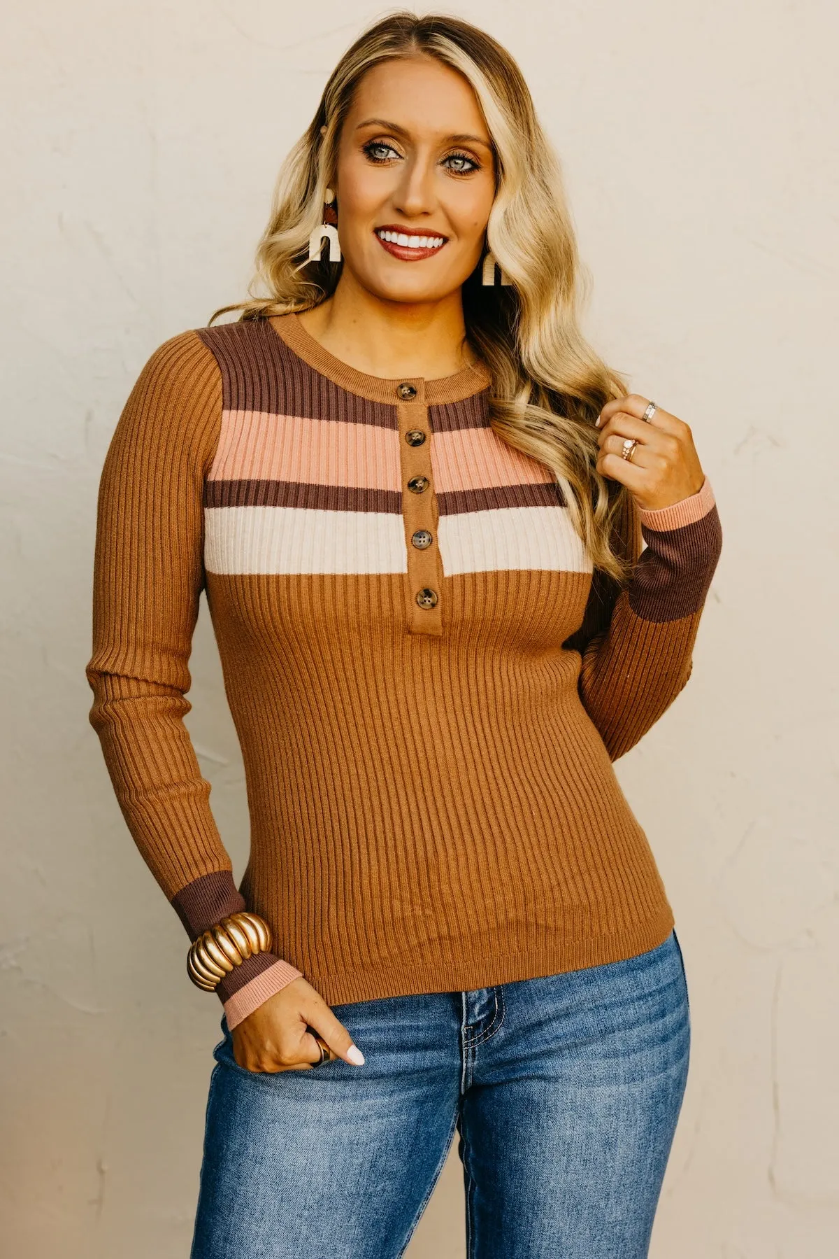 The Zaid Color Block Henley Sweater