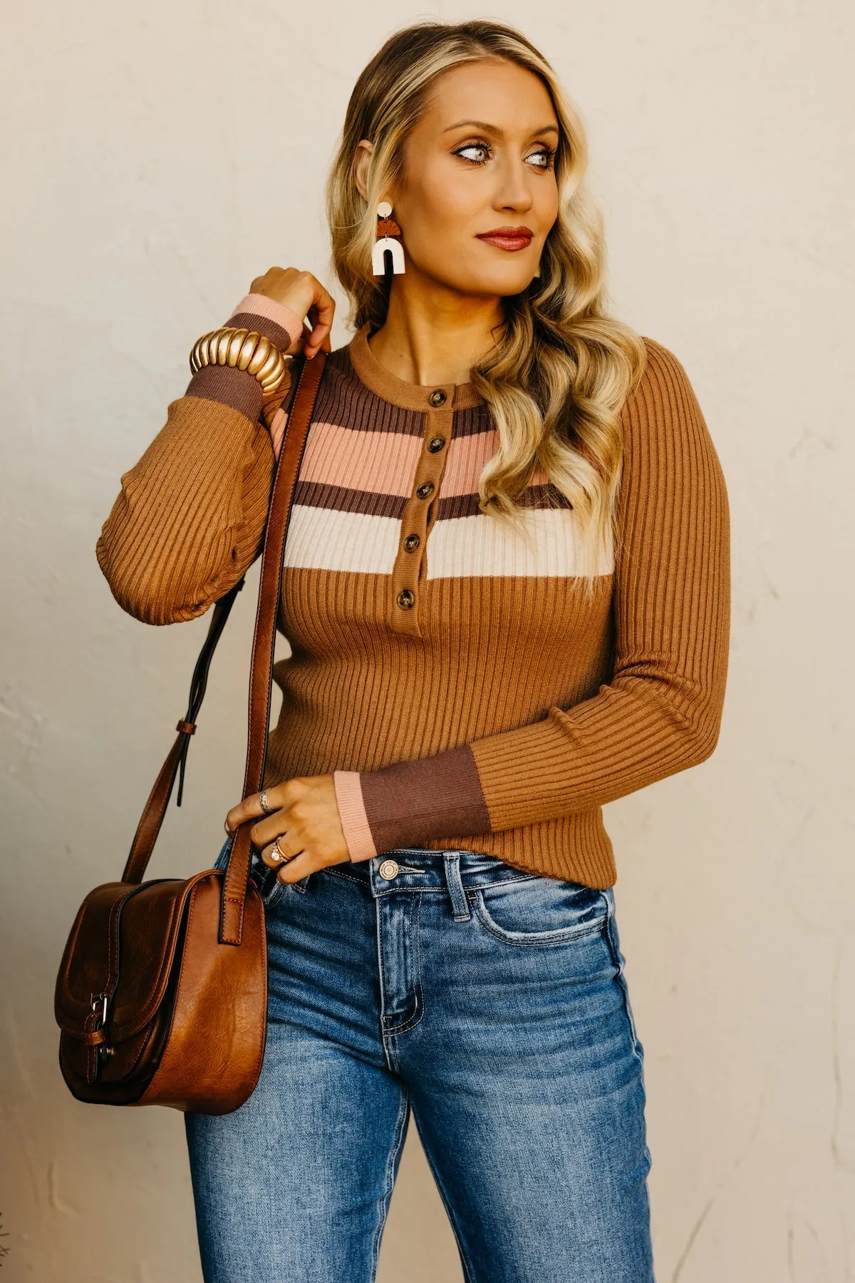 The Zaid Color Block Henley Sweater