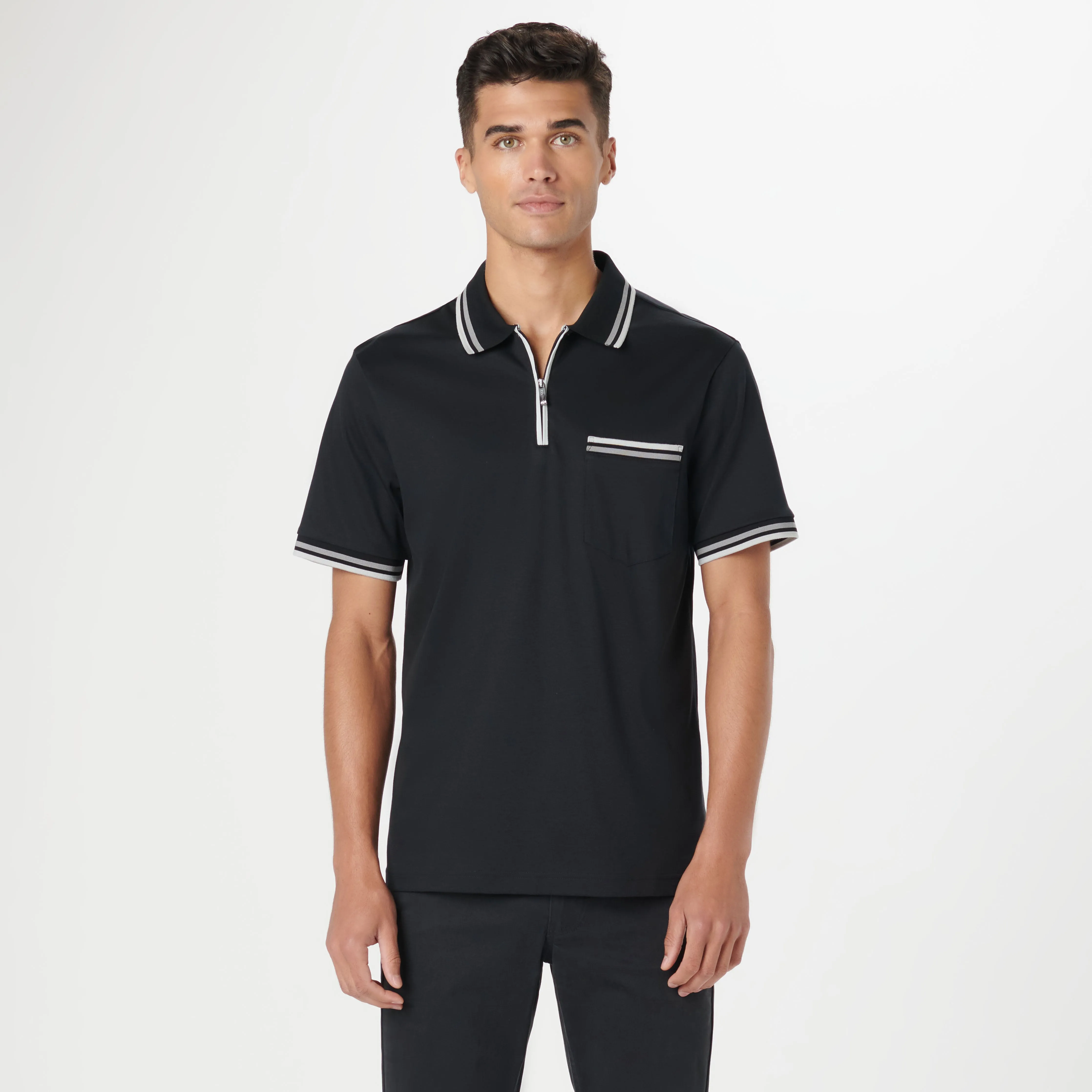 Tipped Quarter Zip Polo