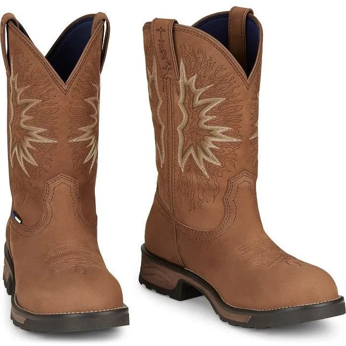 Tony Lama Men's Boom 11" Comp Toe WP Western Work Boot- Brown- TW3413