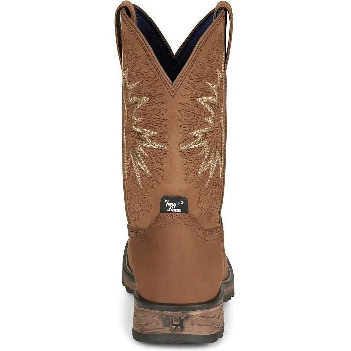 Tony Lama Men's Boom 11" Comp Toe WP Western Work Boot- Brown- TW3413