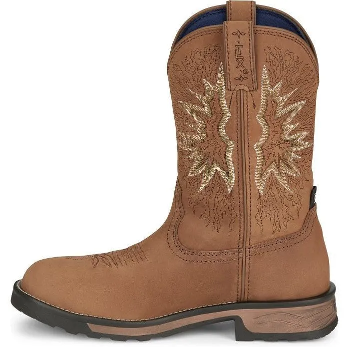 Tony Lama Men's Boom 11" Comp Toe WP Western Work Boot- Brown- TW3413