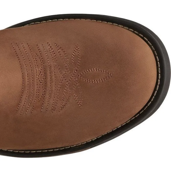 Tony Lama Men's Boom 11" Round Toe Pull On WP Western Work Boot -Brown- TW3414