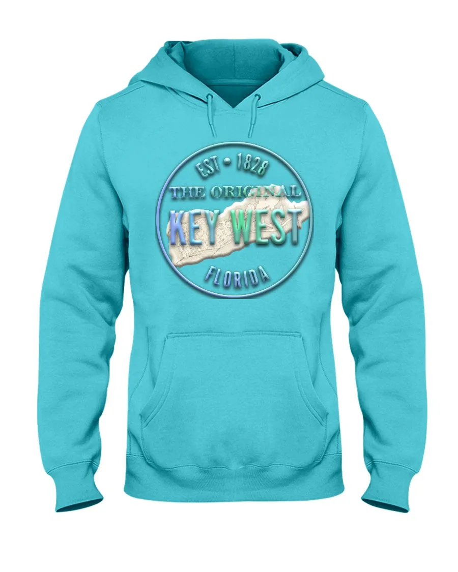 Unisex Key West Vintage 1828 3D-Look Original Map Fleece Hoodie