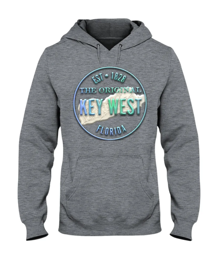 Unisex Key West Vintage 1828 3D-Look Original Map Fleece Hoodie