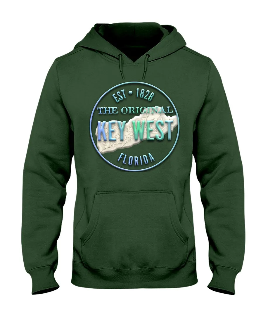 Unisex Key West Vintage 1828 3D-Look Original Map Fleece Hoodie