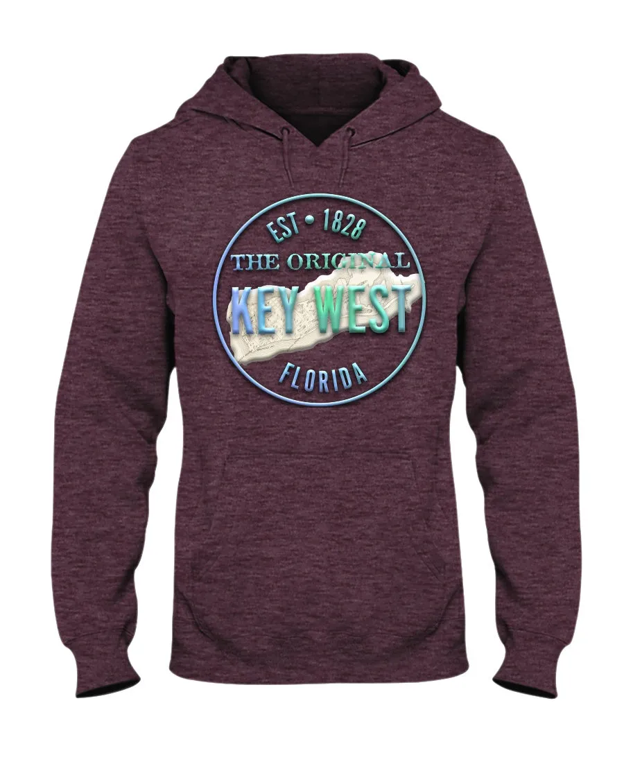Unisex Key West Vintage 1828 3D-Look Original Map Fleece Hoodie