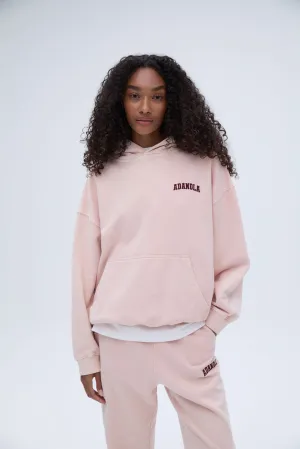 Varsity Washed Oversized Hoodie - Blush Pink/Burgundy
