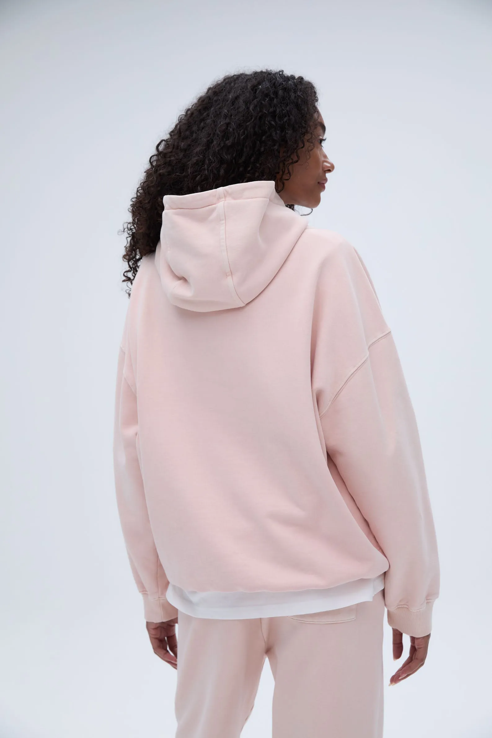 Varsity Washed Oversized Hoodie - Blush Pink/Burgundy