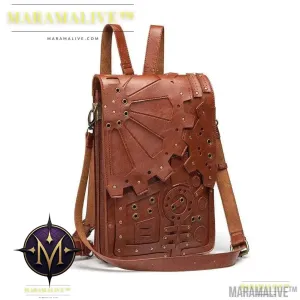 Vintage Gothic Steampunk Gear Vegan-Friendly Shoulder Bag Backpack