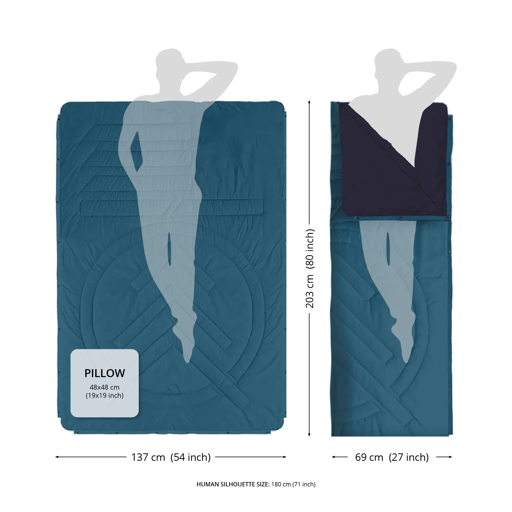 VOITED Recycled Ripstop Outdoor Camping Blanket - Arctic Mist/Digital Lavender