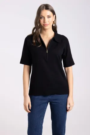 Zip Knit Polo - Black - TT65